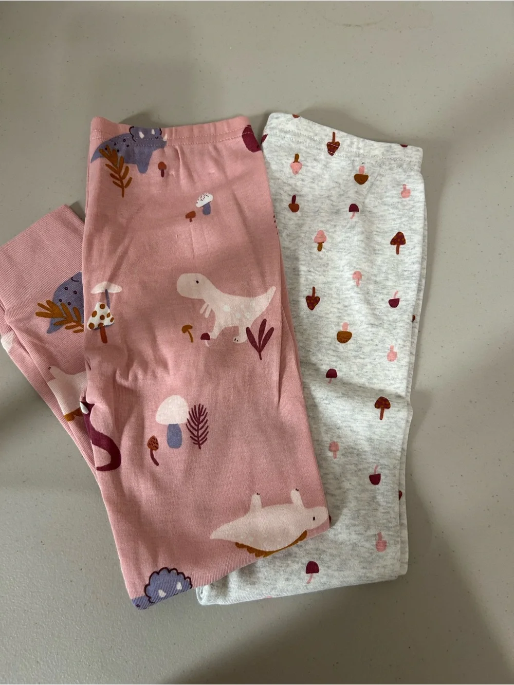 Carter's Pink & Light Gray Dinosaur Pajama Set with Heart Motif